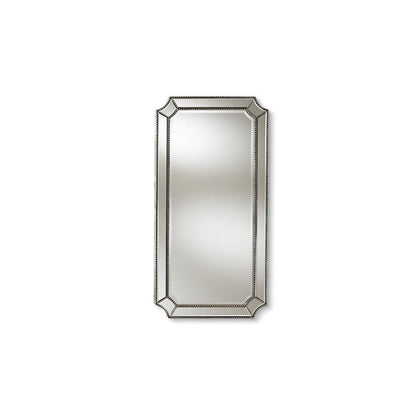 Baxton Studio Romina Art Deco Antique Silver Finished Accent Wall Mirror