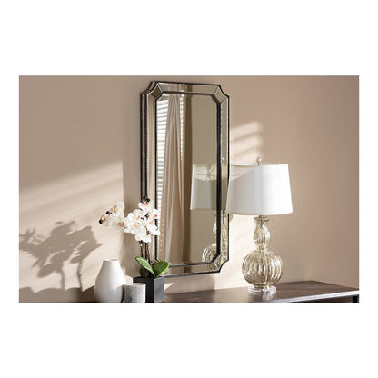 Baxton Studio Romina Art Deco Antique Silver Finished Accent Wall Mirror