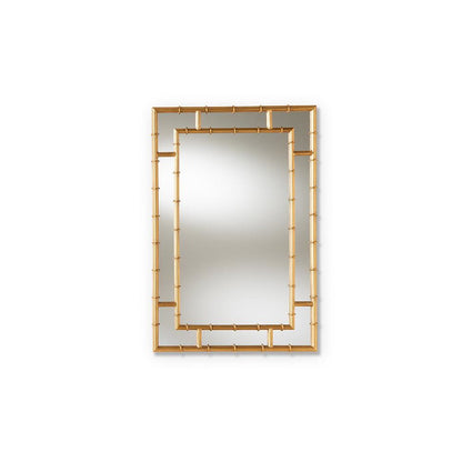 Adra Modern and Contemporary Gold Finished Bamboo Accent Wall Mirror