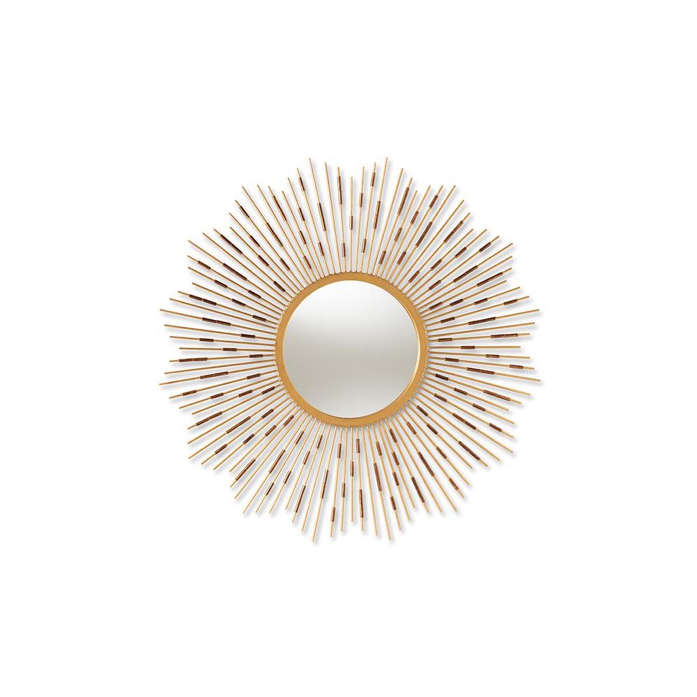 Apollonia Modern and Contemporary Gold Finished Sunburst Accent Wall Mirror