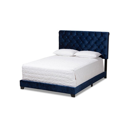 Baxton Studio Candace Luxe and Glamour Navy Velvet Upholstered Full Size Bed