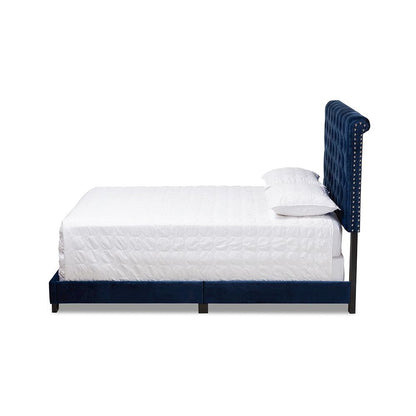 Baxton Studio Candace Luxe and Glamour Navy Velvet Upholstered Full Size Bed