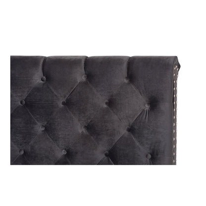 Candace Luxe and Glamour Dark Grey Velvet Upholstered Full Size Bed