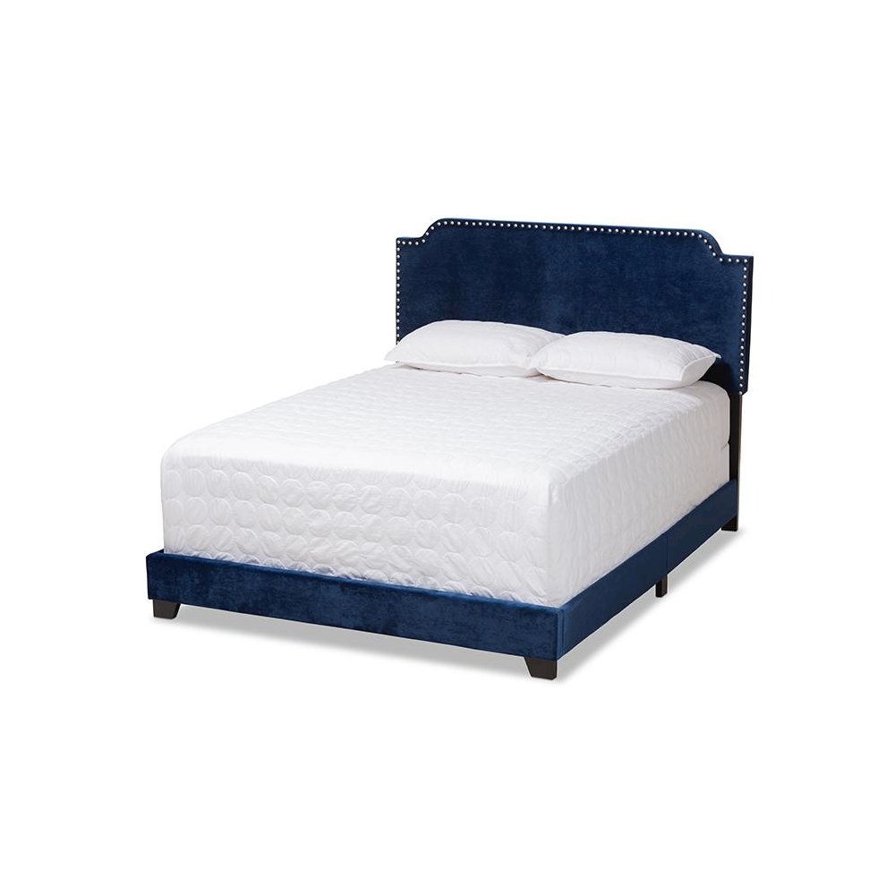 Baxton Studio Darcy Luxe and Glamour Navy Velvet Upholstered Full Size Bed
