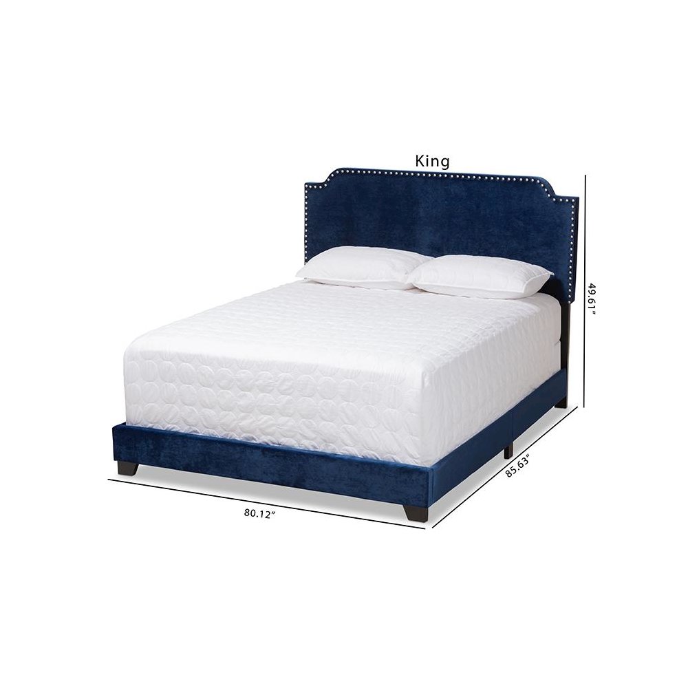 Baxton Studio Darcy Luxe and Glamour Navy Velvet Upholstered Full Size Bed