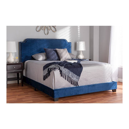 Baxton Studio Darcy Luxe and Glamour Navy Velvet Upholstered Full Size Bed