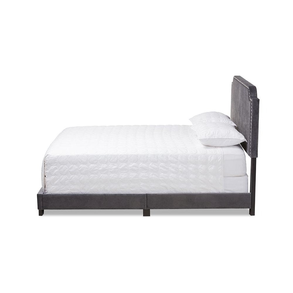 Baxton Studio Darcy Luxe and Glamour Dark Grey Velvet Upholstered Full Size Bed