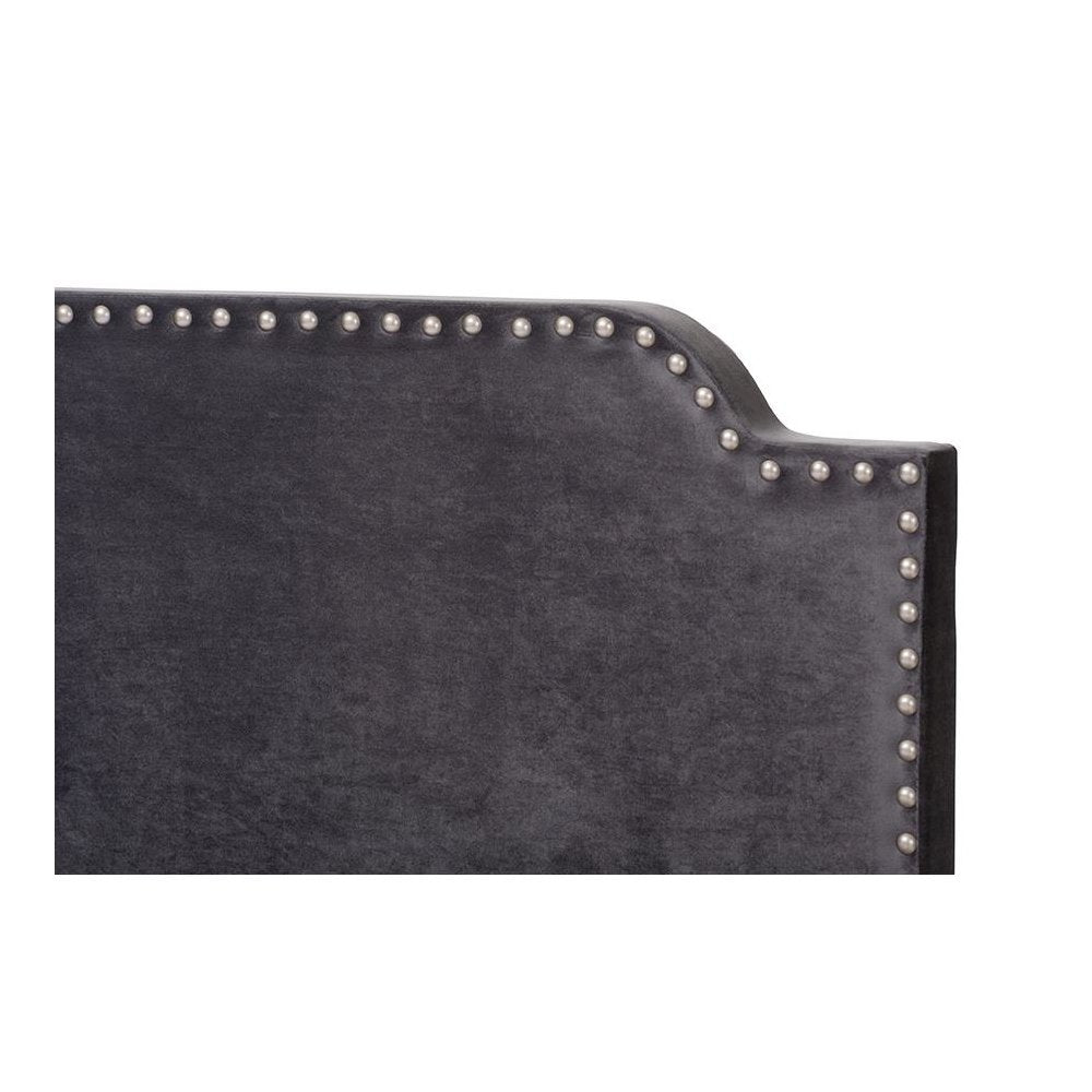 Baxton Studio Darcy Luxe and Glamour Dark Grey Velvet Upholstered Full Size Bed