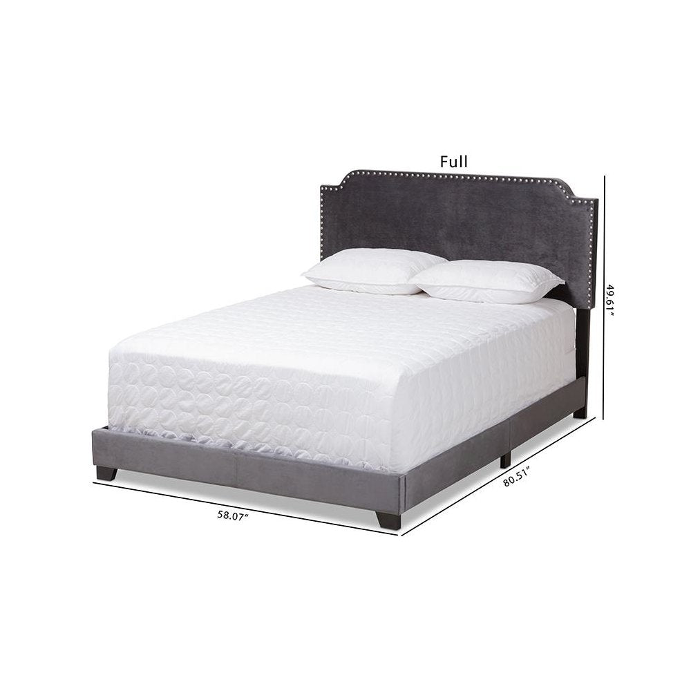 Baxton Studio Darcy Luxe and Glamour Dark Grey Velvet Upholstered Full Size Bed