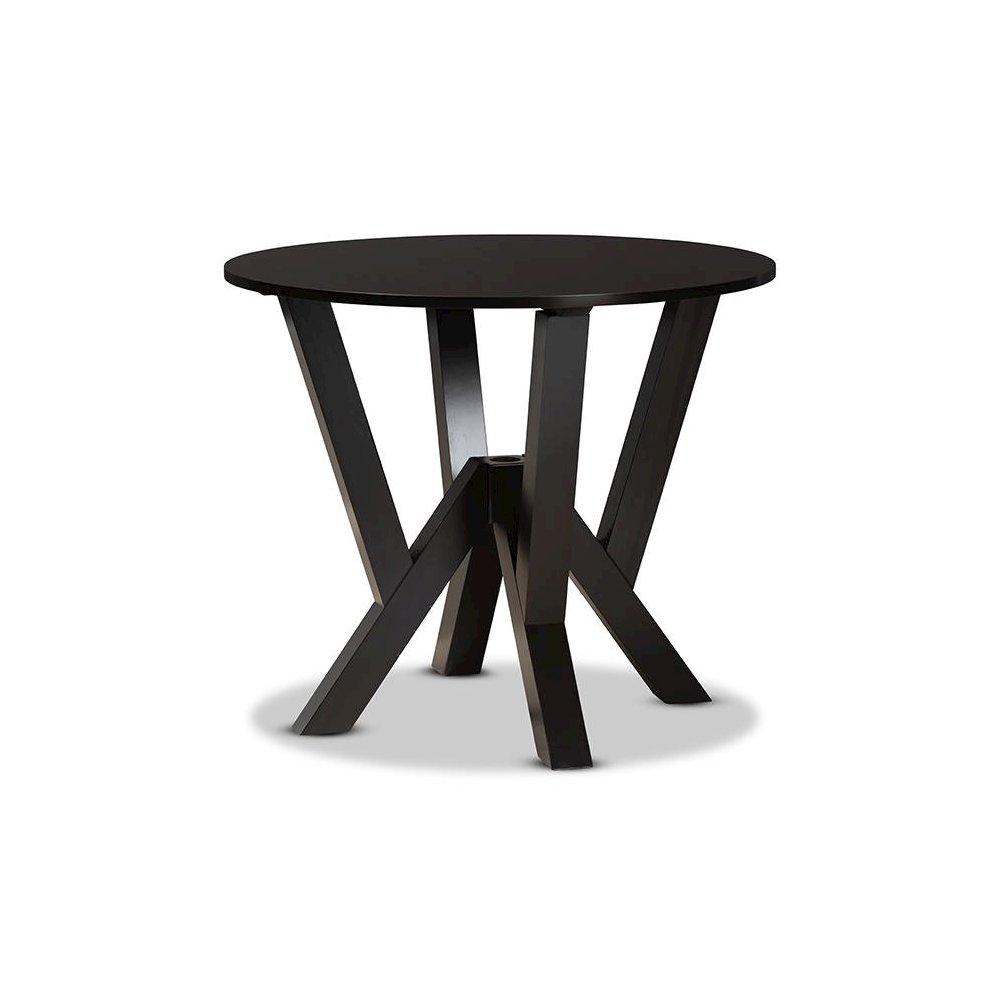 Sand Fabric Upholstered and Dark Brown Finished Wood 5-Piece Dining Set