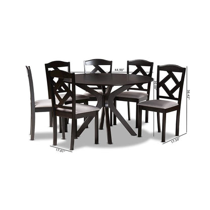 Dark Brown Finished Wood 7-Piece Dining Set