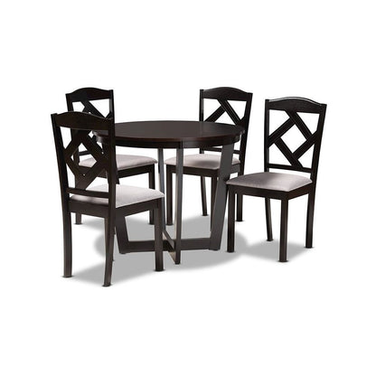 Dark Brown Finished Wood 5-Piece Dining Set