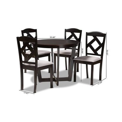 Dark Brown Finished Wood 5-Piece Dining Set