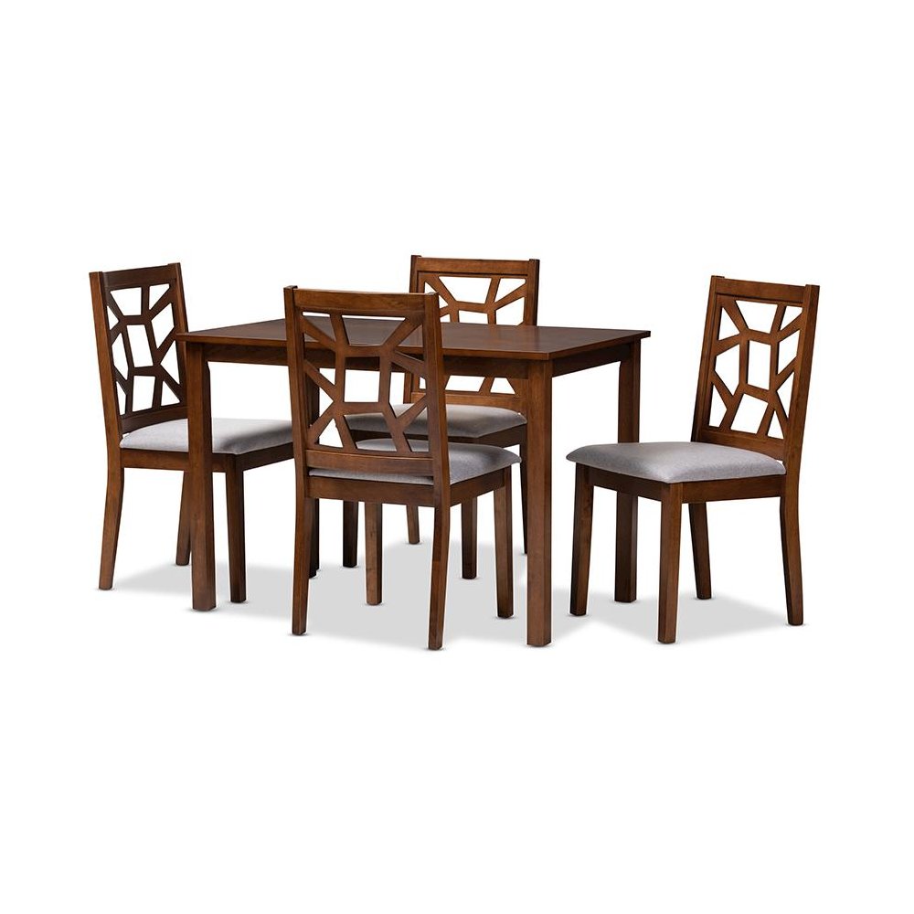 Grey Fabric Upholstered 5-Piece Dining Set