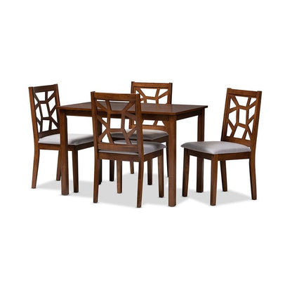 Grey Fabric Upholstered 5-Piece Dining Set