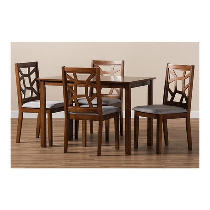 Grey Fabric Upholstered 5-Piece Dining Set