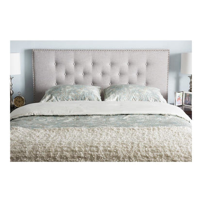 Greyish Beige Fabric Upholstered King Size Headboard