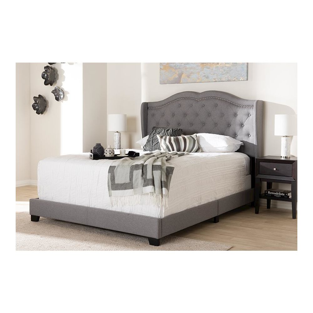 Baxton Studio Aden Modern and Contemporary Grey Fabric Upholstered King Size Bed