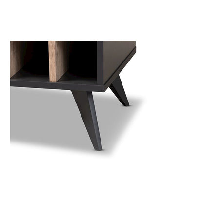 Baxton Studio Pietro Mid-Century Modern Dark Grey and Oak Finished Wine Cabinet