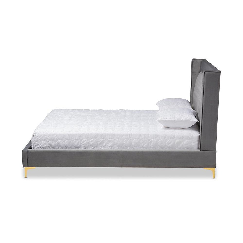 Queen Size Platform Bed with Gold-Finished Legs