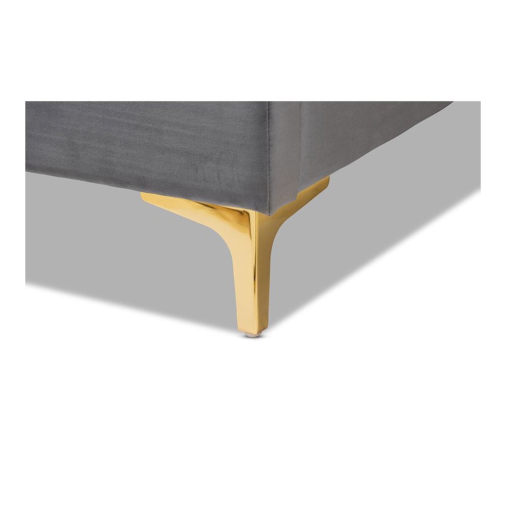 Queen Size Platform Bed with Gold-Finished Legs