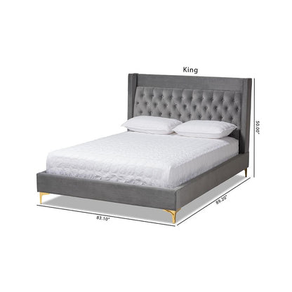 Queen Size Platform Bed with Gold-Finished Legs