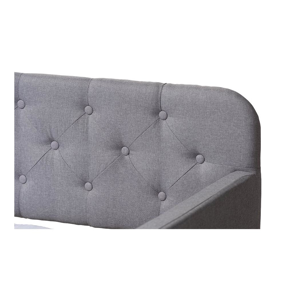 Upholstered Button-Tufted Twin Size Sofa Daybed with Roll-Out Trundle Guest Bed