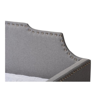 Grey Fabric Upholstered Twin Size Sofa Daybed with Roll Out Trundle Guest Bed