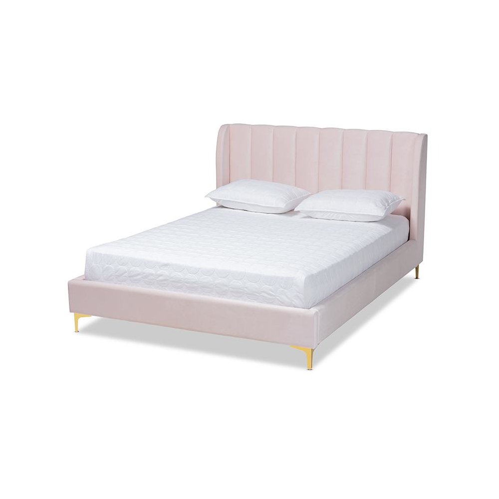 Queen Size Platform Bed with Gold-Tone Legs