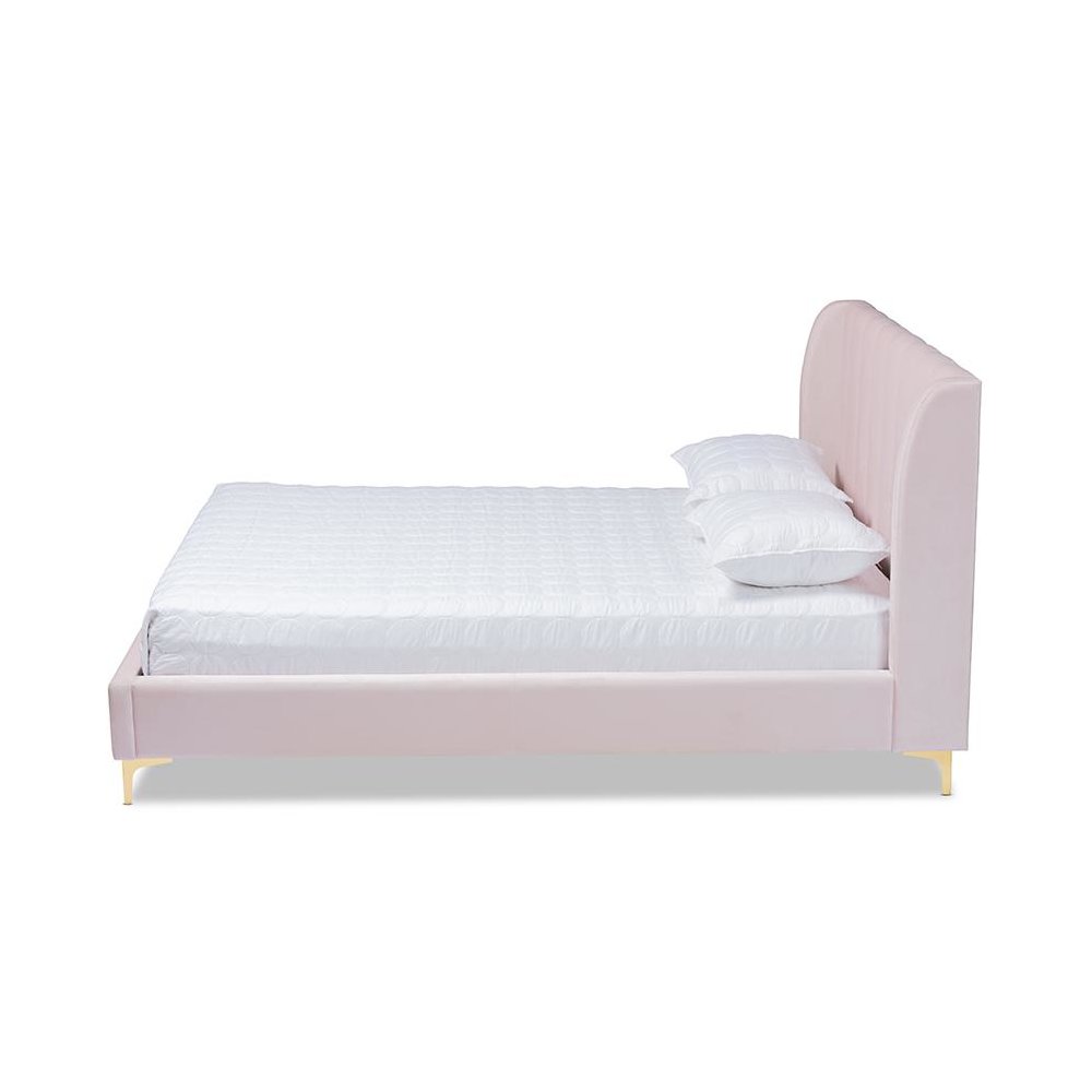 Queen Size Platform Bed with Gold-Tone Legs