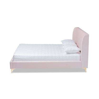 Queen Size Platform Bed with Gold-Tone Legs