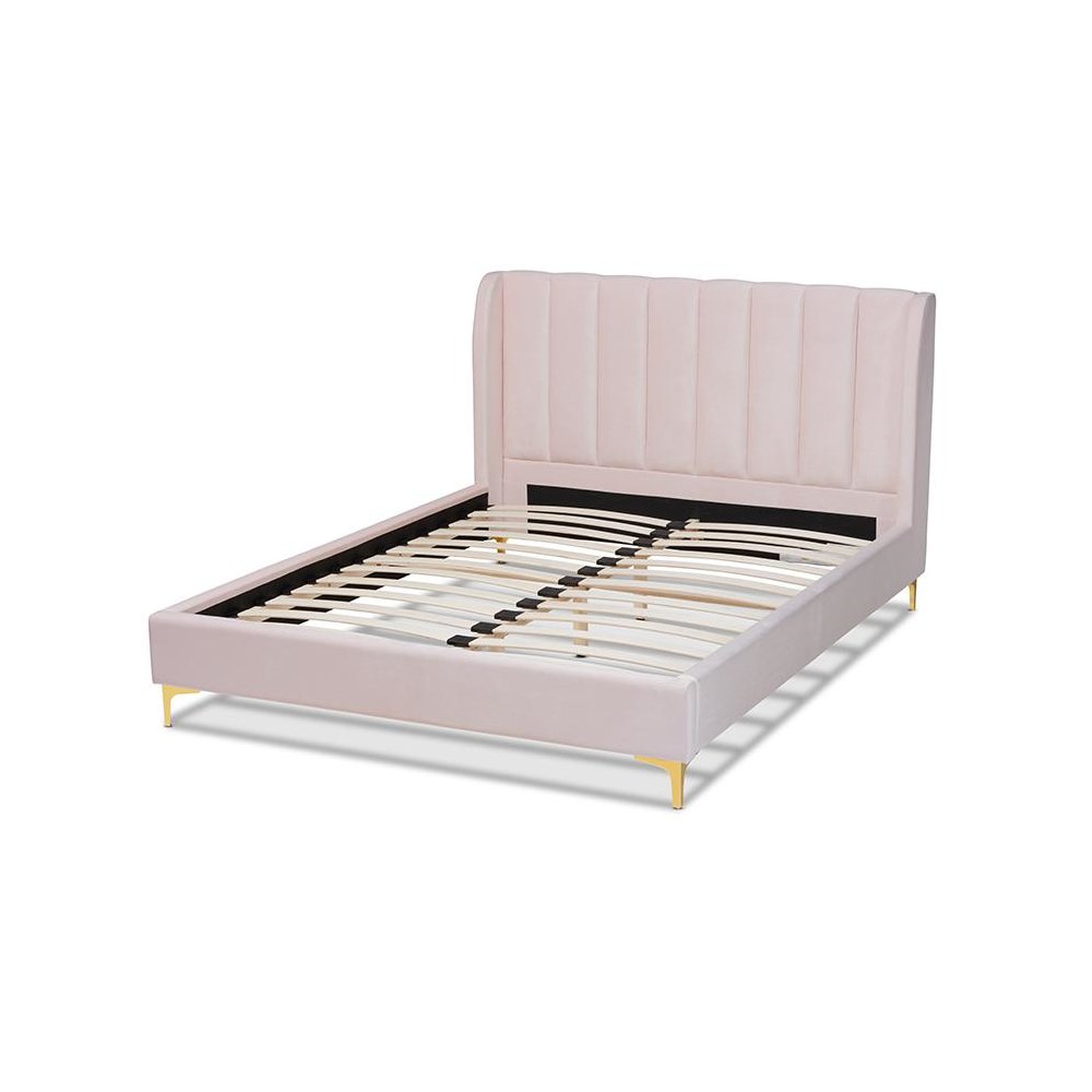 Queen Size Platform Bed with Gold-Tone Legs