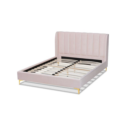 Queen Size Platform Bed with Gold-Tone Legs