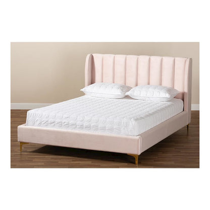 Queen Size Platform Bed with Gold-Tone Legs