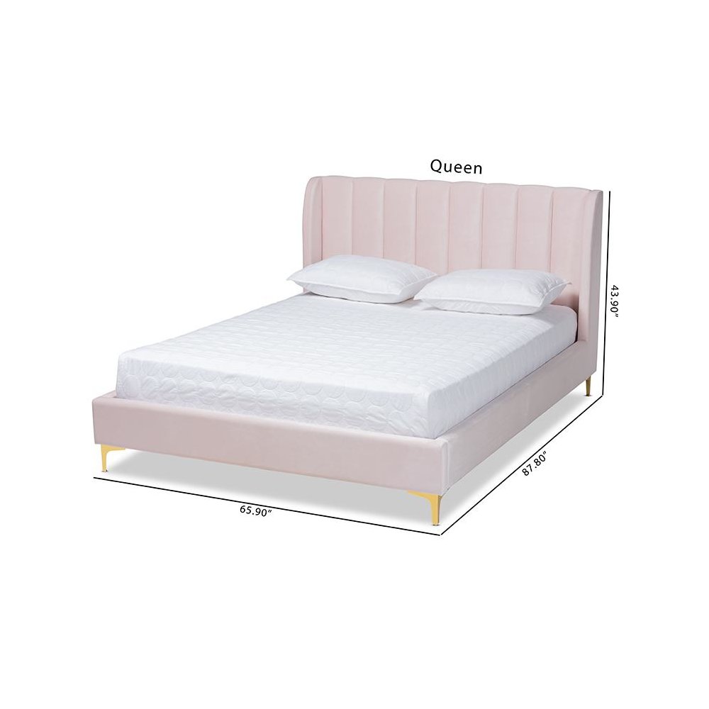 Queen Size Platform Bed with Gold-Tone Legs