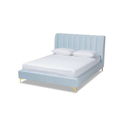 Queen Size Platform Bed with Gold-Tone Legs