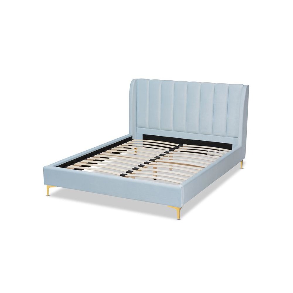 Queen Size Platform Bed with Gold-Tone Legs