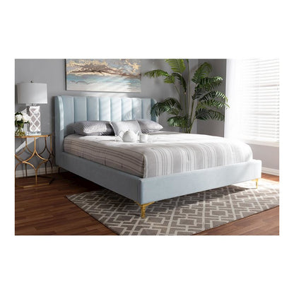 Queen Size Platform Bed with Gold-Tone Legs