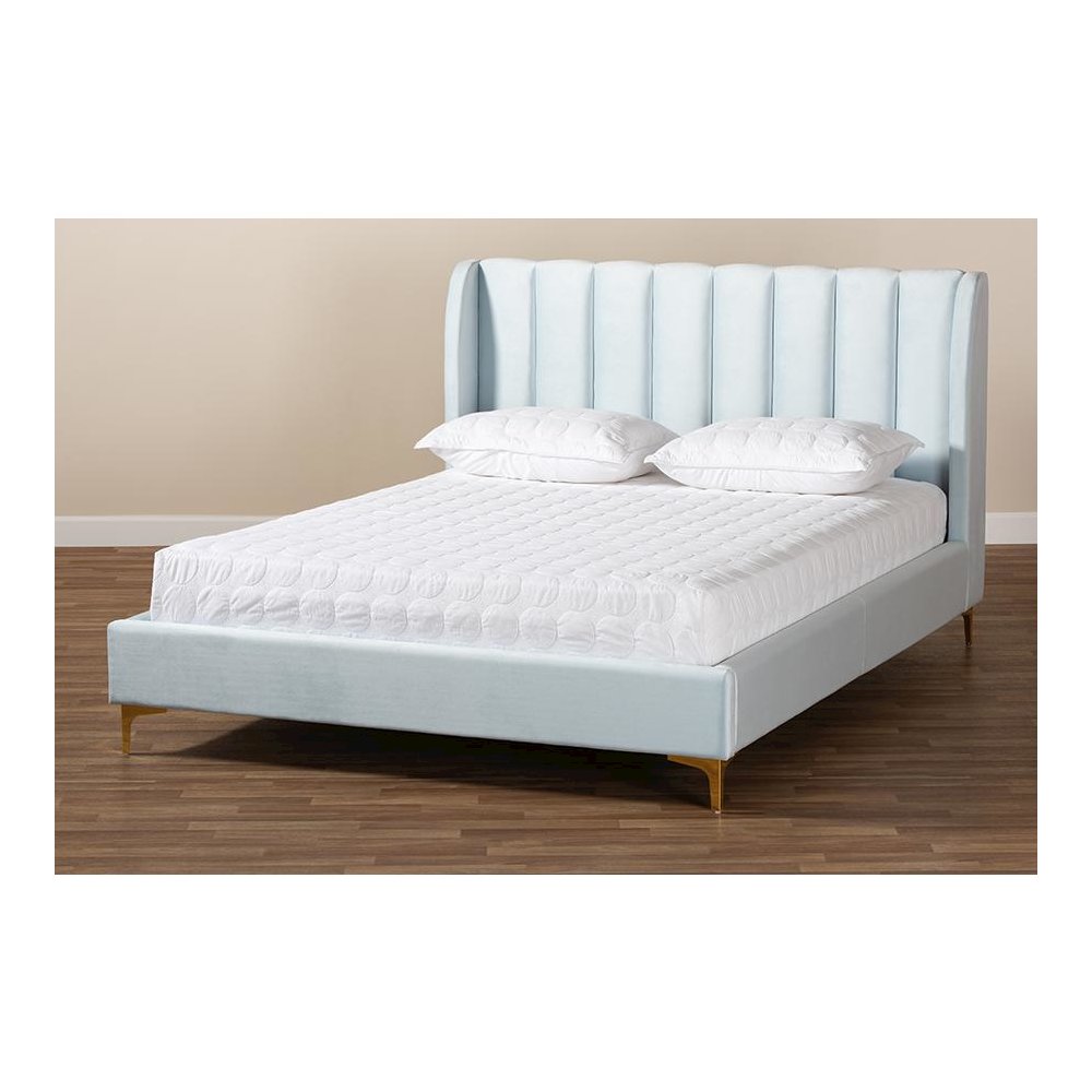 Queen Size Platform Bed with Gold-Tone Legs