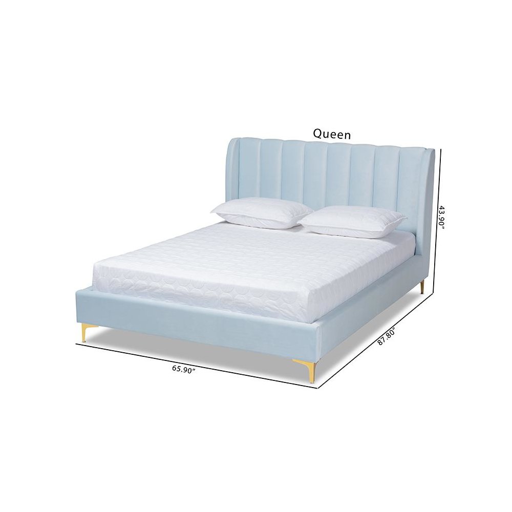 Queen Size Platform Bed with Gold-Tone Legs