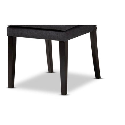 Dark Grey Fabric Upholstered and Dark Brown Finished Wood 7-Piece Dining Set