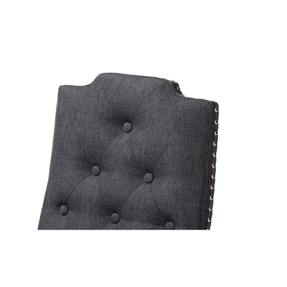 Charcoal Fabric Upholstered Button Tufted Wood Dining Chair Set of 2