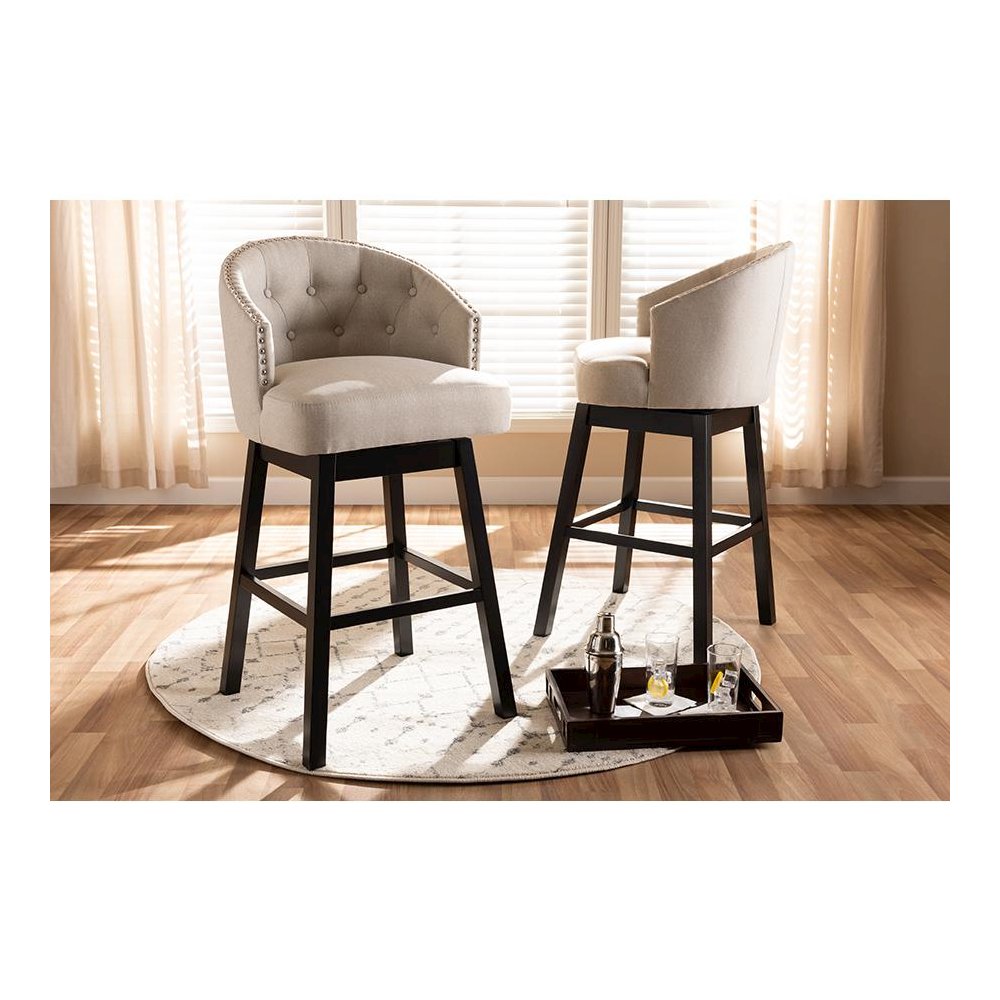 Wood Swivel Bar Stool Set of 2