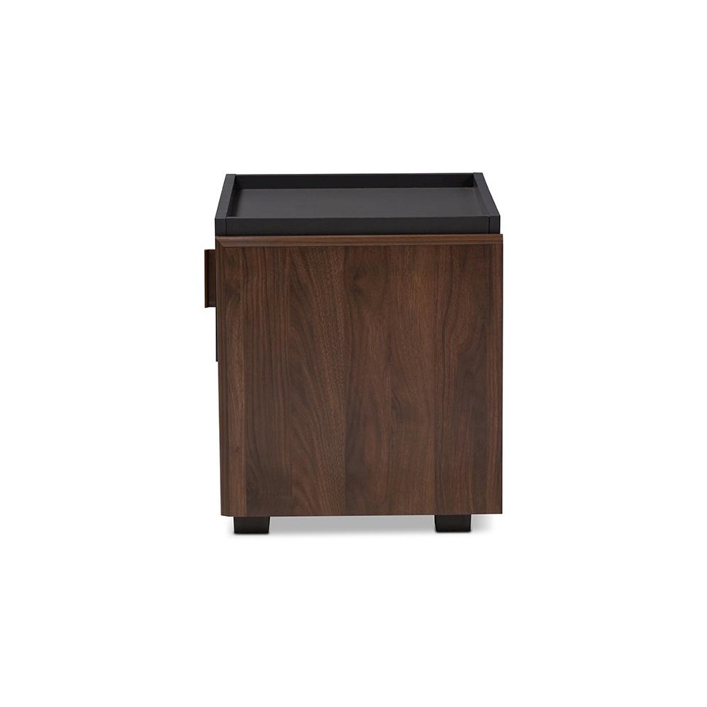 Two-Tone Gray and Walnut Finished Wood 1-Drawer Nightstand