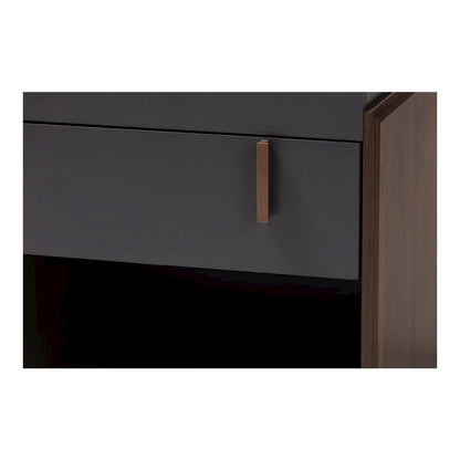 Two-Tone Gray and Walnut Finished Wood 1-Drawer Nightstand