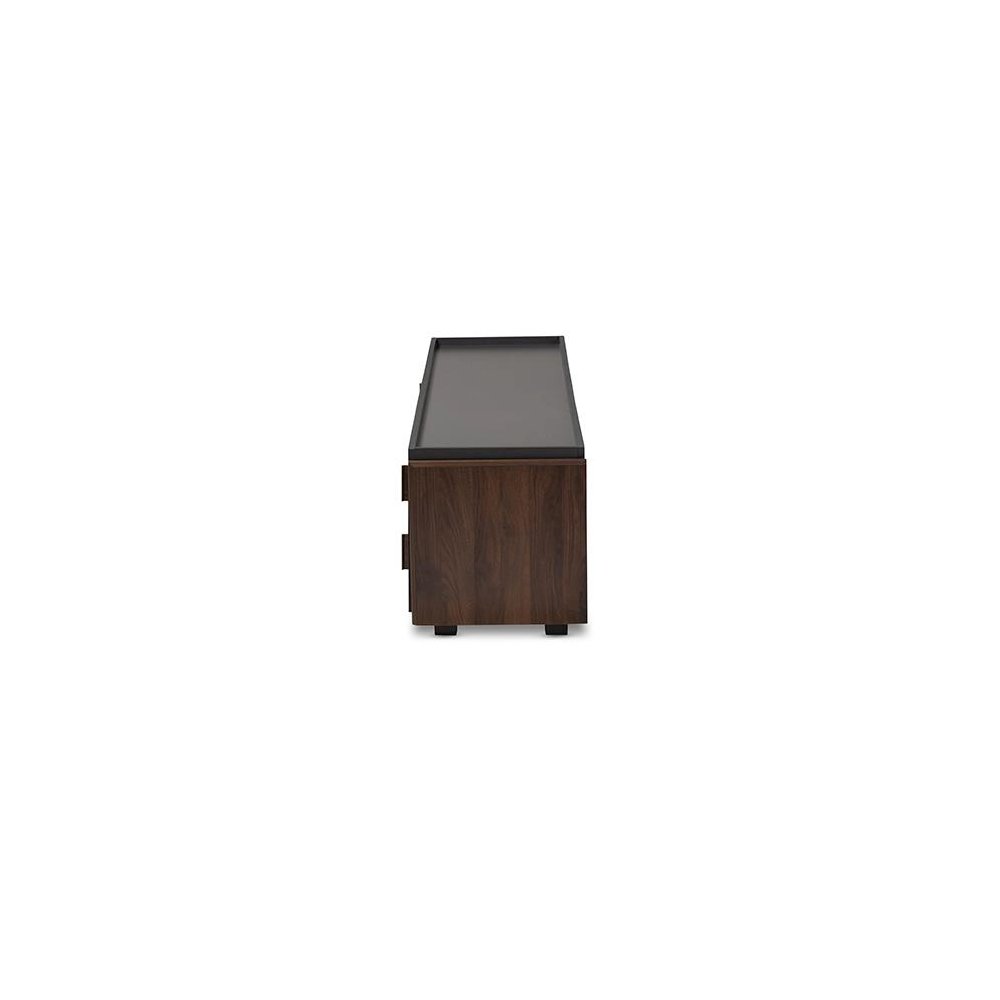 Two-Tone Gray and Walnut Finished Wood 2-Drawer TV Stand