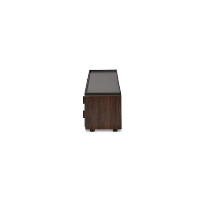 Two-Tone Gray and Walnut Finished Wood 2-Drawer TV Stand