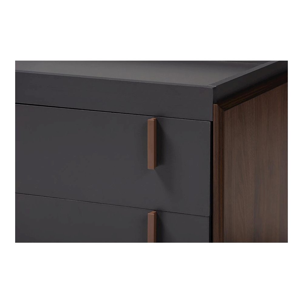 Two-Tone Gray and Walnut Finished Wood 2-Drawer TV Stand