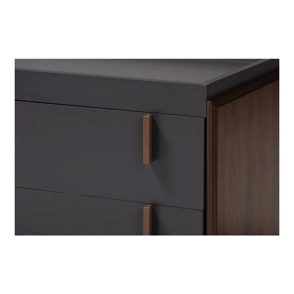 Two-Tone Gray and Walnut Finished Wood 2-Drawer TV Stand
