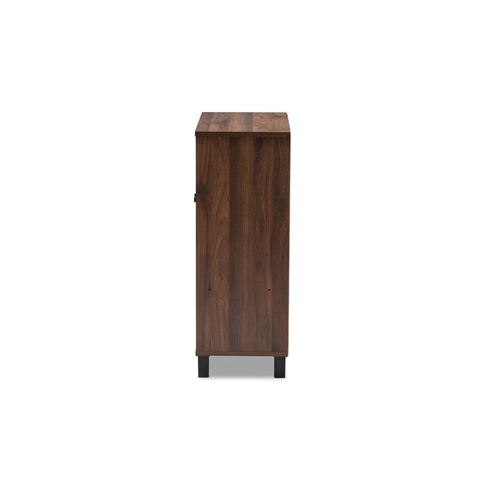 Walnut Brown Finished 2-Door Wood Entryway Shoe Storage Cabinet